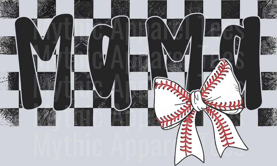 mama baseball checkers with stitches