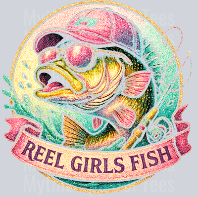 Reel Girls Fish 2 Glitter DTF Fishing Transfers
