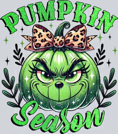Grinch Pumpkin with bow green pumpkin season