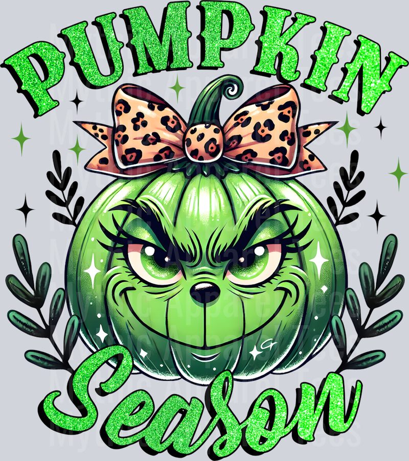 Grinch Pumpkin with bow green pumpkin season