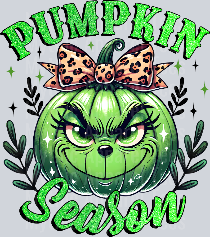 Grinch Pumpkin with bow green pumpkin season