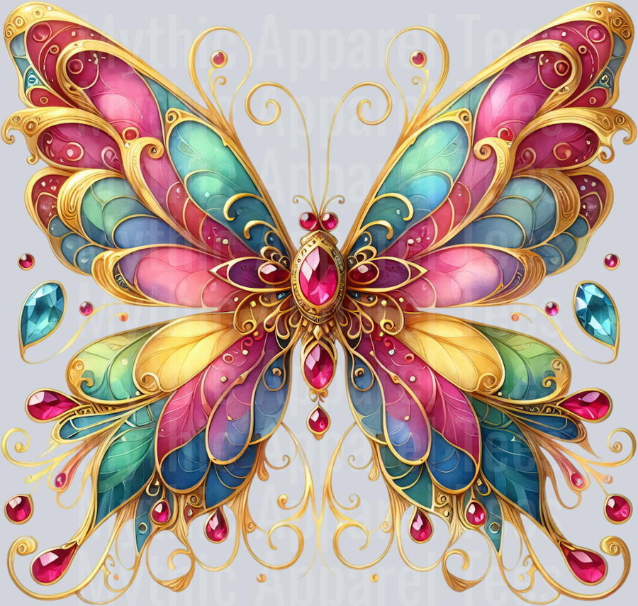 Pink blue yellow green Watercolor butterfly DTF Butterfly Transfers