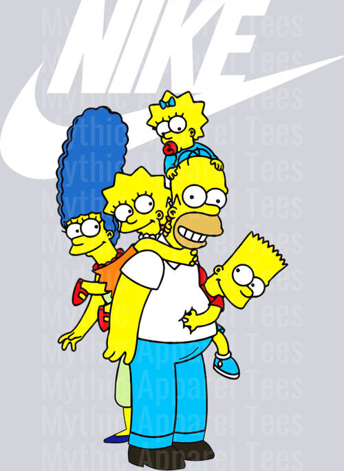 The Simpsons White Swoosh JUST DO IT DTF Nike Transfers