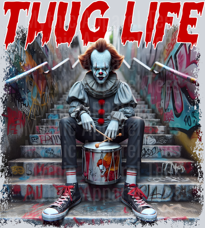 Pennywise clown on stairs Horror Movie DTF Thug Life Transfers