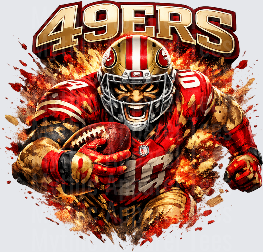 NFL San Francisco 49ers Fierce Player Fire Explosion Graphic