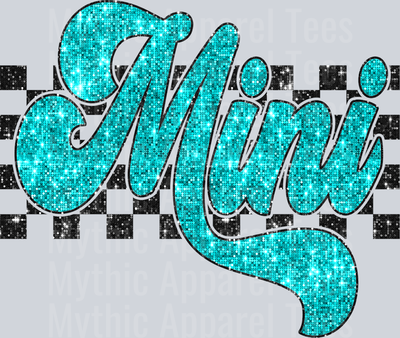 Sequin Blue Checkered Mini