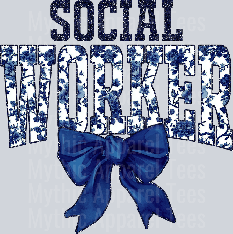 Navy Toile Social Worker