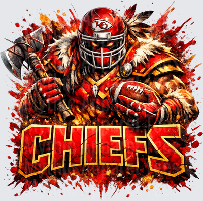 NFL Kansas City Chiefs Warrior Mascot Axe Football Splash