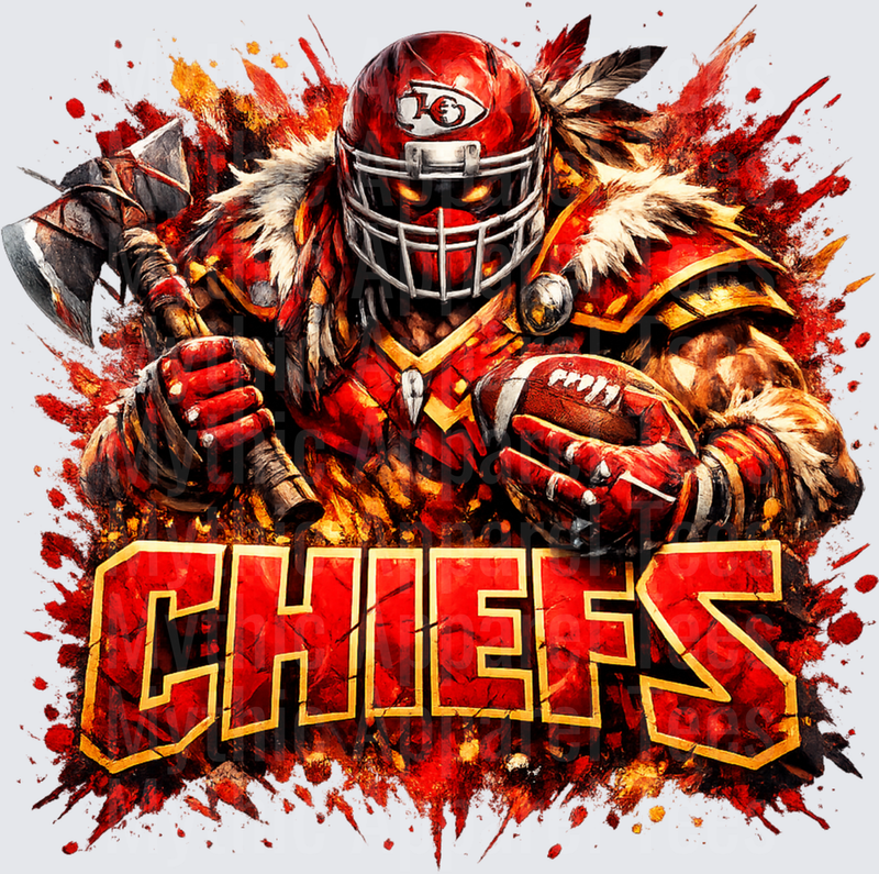 NFL Kansas City Chiefs Warrior Mascot Axe Football Splash