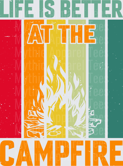 Life Is Better At The Campfire Retro Vintage Stripe Bonfire Outdoor Camping