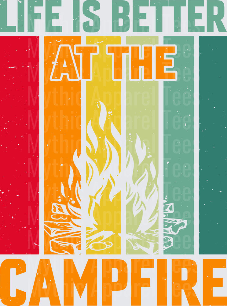 Life Is Better At The Campfire Retro Vintage Stripe Bonfire Outdoor Camping