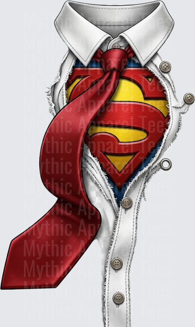 Superman Ripped Open Shirt Revealing Logo with Red Tie