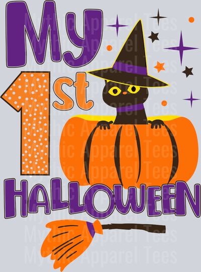 My first Halloween  Halloween cat Vector Kids Halloween T-Shirt Design