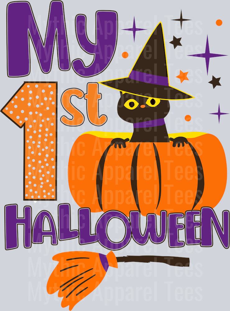 My first Halloween  Halloween cat Vector Kids Halloween T-Shirt Design