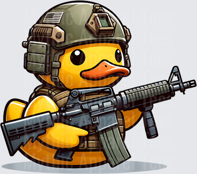 Jeep Ducks Tactical Military Rubber Duck Holding M16 Rifle