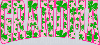 Pink Shamrock Grandma St Patrick's Day College Font Floral and shamrock pattern