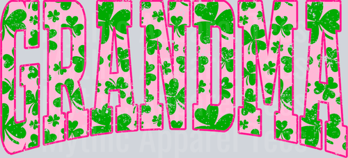 Pink Shamrock Grandma St Patrick's Day College Font Floral and shamrock pattern