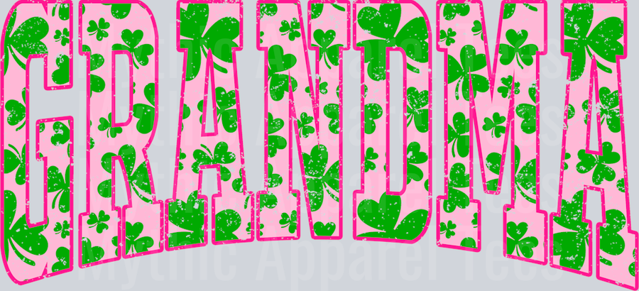 Pink Shamrock Grandma St Patrick's Day College Font Floral and shamrock pattern