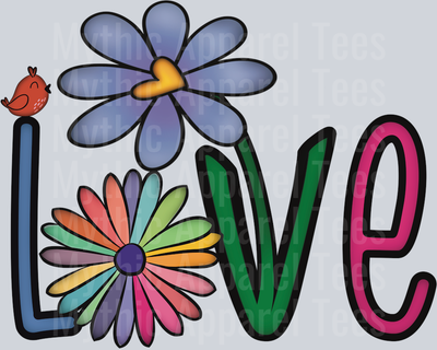 Love floral DTF Flower Transfers