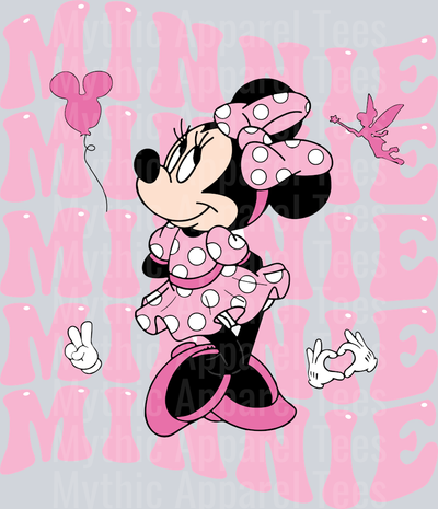 Minnie Mouse Pink Words Classic Style DTF Disney Transfers