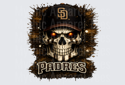 MLB Skulls San Diego Padres Glowing Eyes Skull Cap Splatter