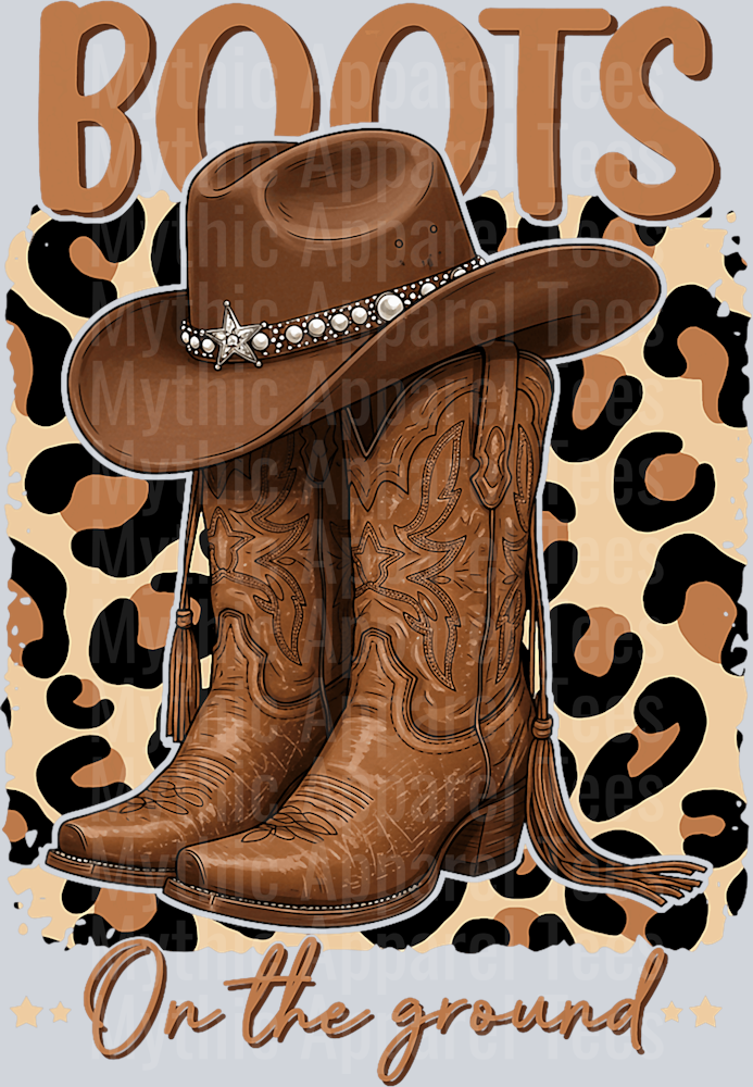Leopard Print Boots on the Ground DTF Western Girl Transfers
