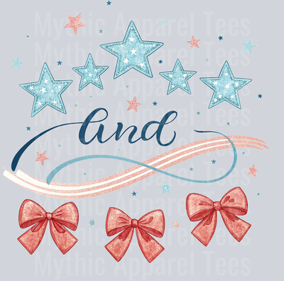 Retro America Coquette Stars and Stripes bows DTF Patriotic Transfers