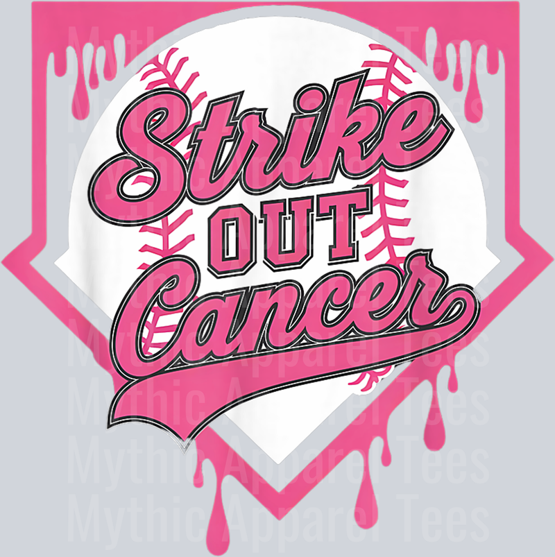Baseball Home Plate Drip Support for Breast Cancer Awareness DTF Baseball Transfers