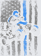 Motocross ATV Rider Thin Blue Line Distressed American Flag Patriotic Design