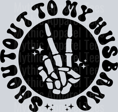 Shoutout To My Husband Pocket Pocket Funny Wavy Retro Words Black