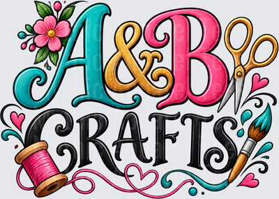 Colorful Crafting Logo Design with Scissors Sewing Thread Paintbrush and Floral Accents