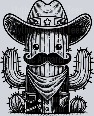 CACTUS DRESSED AS A COWBOY BLACK DESIGN