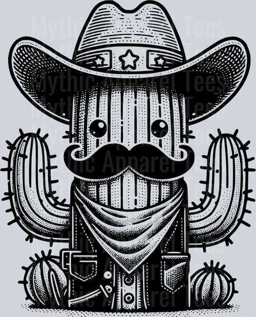 CACTUS DRESSED AS A COWBOY BLACK DESIGN