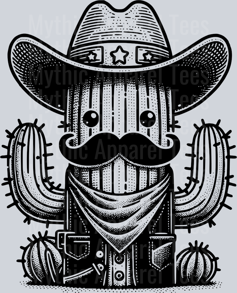 CACTUS DRESSED AS A COWBOY BLACK DESIGN