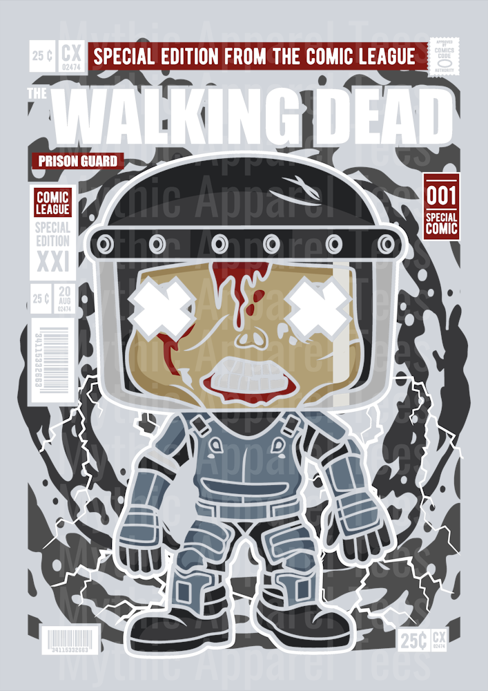 Walking Dead Prison Guard Comic Book Cover STYLE DTF Pop Culture Transfers