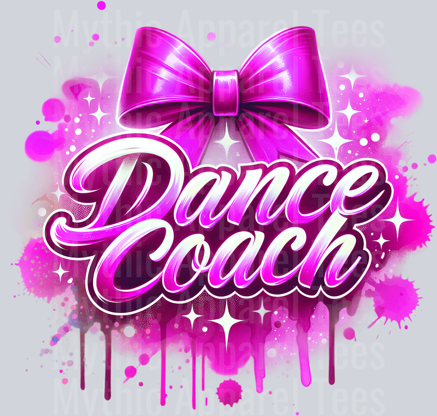 Dance Coach Airbrushed Pink DTF Dance Coach Transfers
