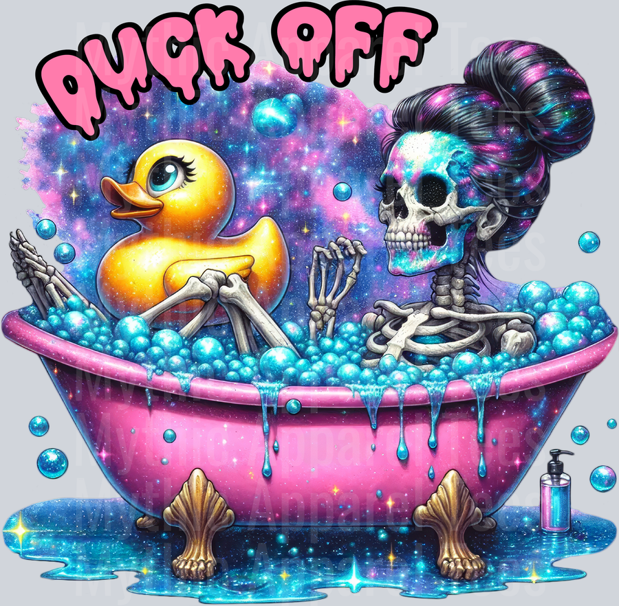 Duck Off Bathtub Rubber Ducky Skelly Girl DTF Skull Transfers