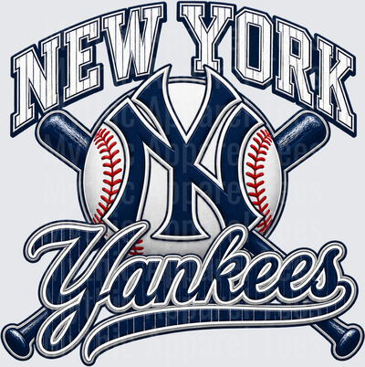 New York Yankees Navy Blue Pinstripe Logo Design with Crossed Bats and Baseballs
