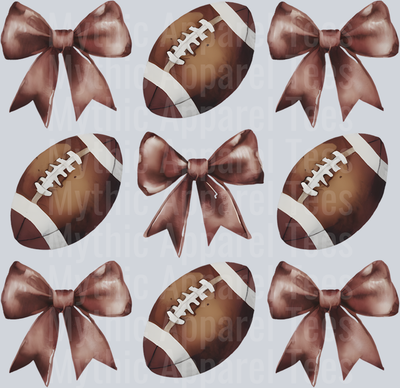 football coquette brown ribbons and footballs DTF Football Transfers