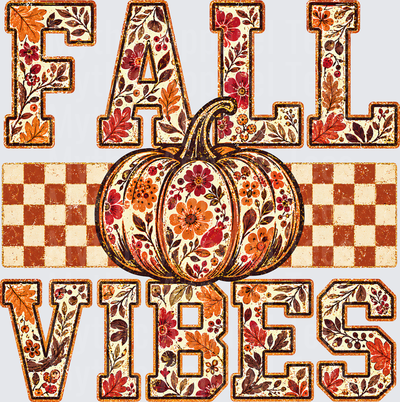 Fall Designs Floral Pumpkin Fall Vibes Varsity Letter Checkered Boho Autumn Harvest Graphic