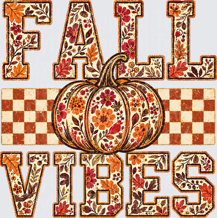 Fall Designs Floral Pumpkin Fall Vibes Varsity Letter Checkered Boho Autumn Harvest Graphic