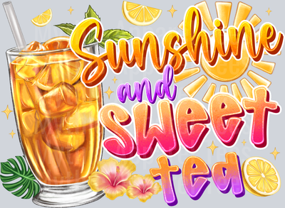 Sunshine And Sweet Tea sun summer DTF Summer Transfers