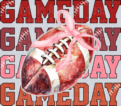 GAME DAY pink ribbon on football  DTF Football Transfers