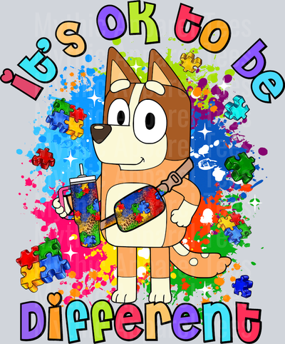 It's ok to be different 3 Bluey Autism Awareness DTF Bluey Transfers