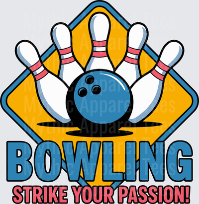 Bowling Strike Your Passion Blue Ball and Pins Diamond Badge
