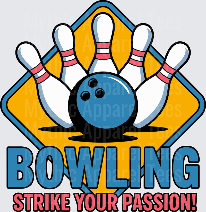 Bowling Strike Your Passion Blue Ball and Pins Diamond Badge