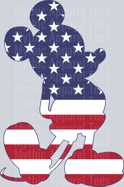 siluhette Mickey Usa American Flag DTF Patriotic Disney Transfers