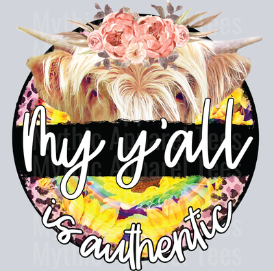 My Y'all Is Authentic Highland Cow Southern Girl Cowgirl Western