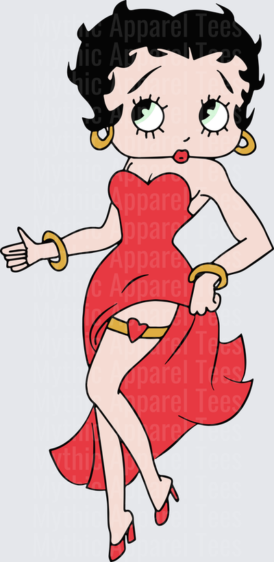 Betty Boop Red Dress Gold Bracelet Earrings Classic Pose Cartoon Character