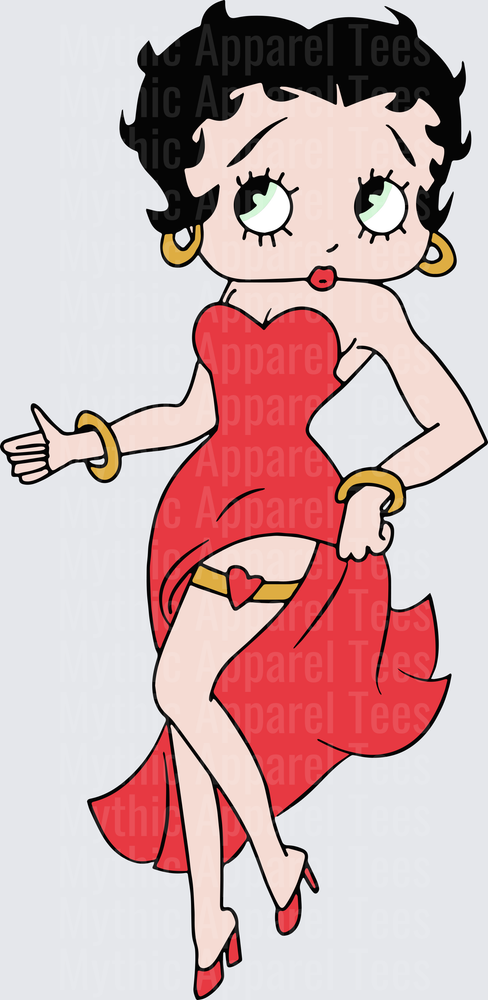 Betty Boop Red Dress Gold Bracelet Earrings Classic Pose Cartoon Character